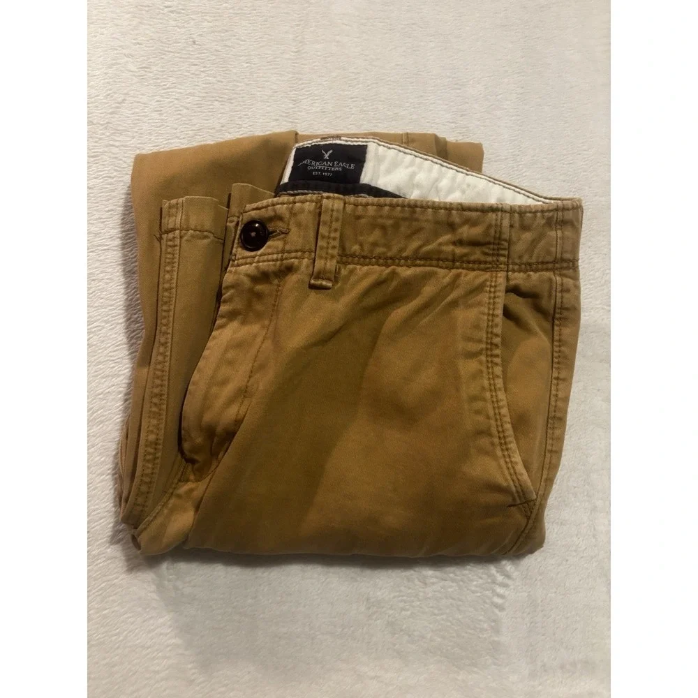 American Eagle Pants 32x34 Khaki Relaxed Straight Chino Pants Cotton